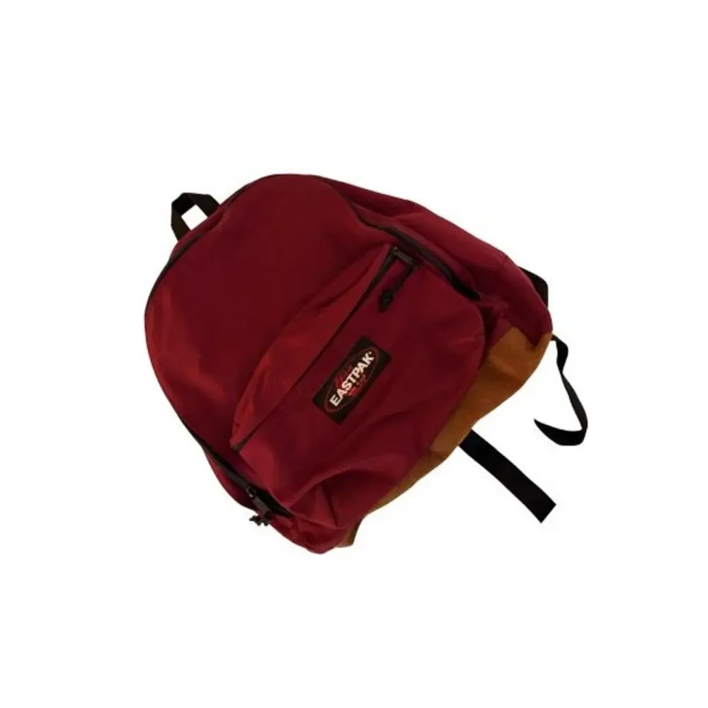Vintage Eastpak Backpack Red Tan Classic School Book Bag Retro Daypack USA Style